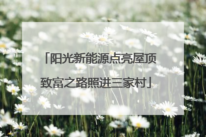 阳光新能源点亮屋顶 致富之路照进三家村
