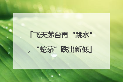 飞天茅台再“跳水”，“蛇茅”跌出新低