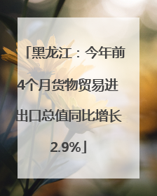 黑龙江：今年前4个月货物贸易进出口总值同比增长2.9%